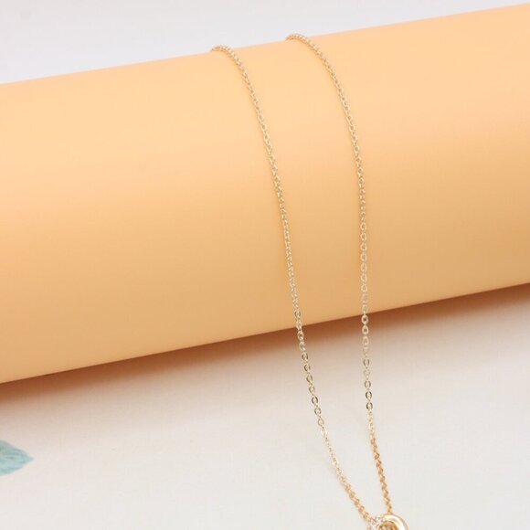 Elegant Rose Gold Necklace with Crystal Charm Chain, XPNL0410 - Picture 7 of 12